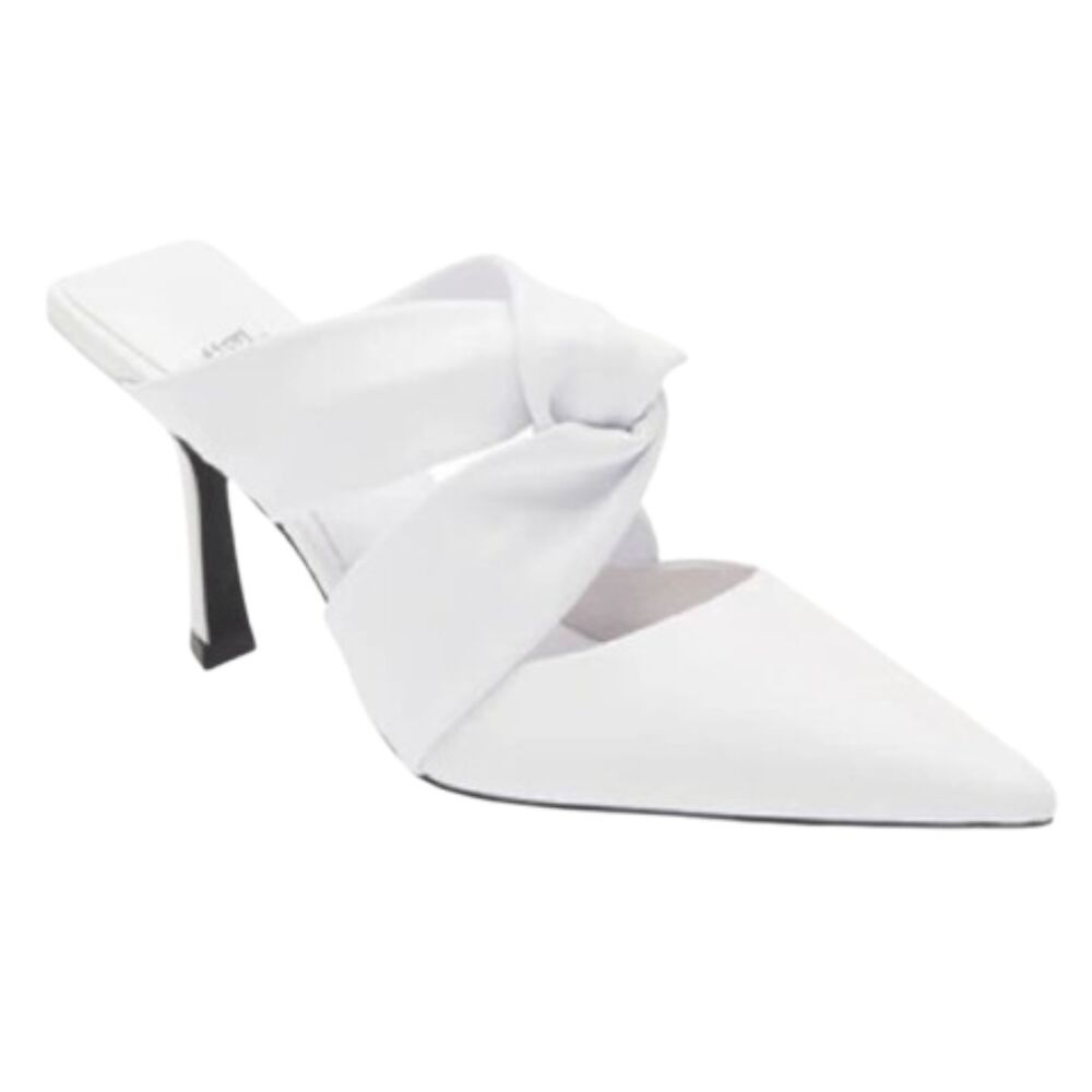 New Jeffrey Campbell Women's Tied-Up Pointed Toe White Mule Heels Size 7.5 -$140